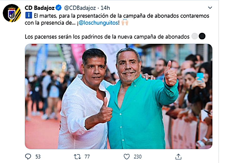 Los Chunguitos padrinos de la presentación de los nuevos abonos del CD.Badajoz