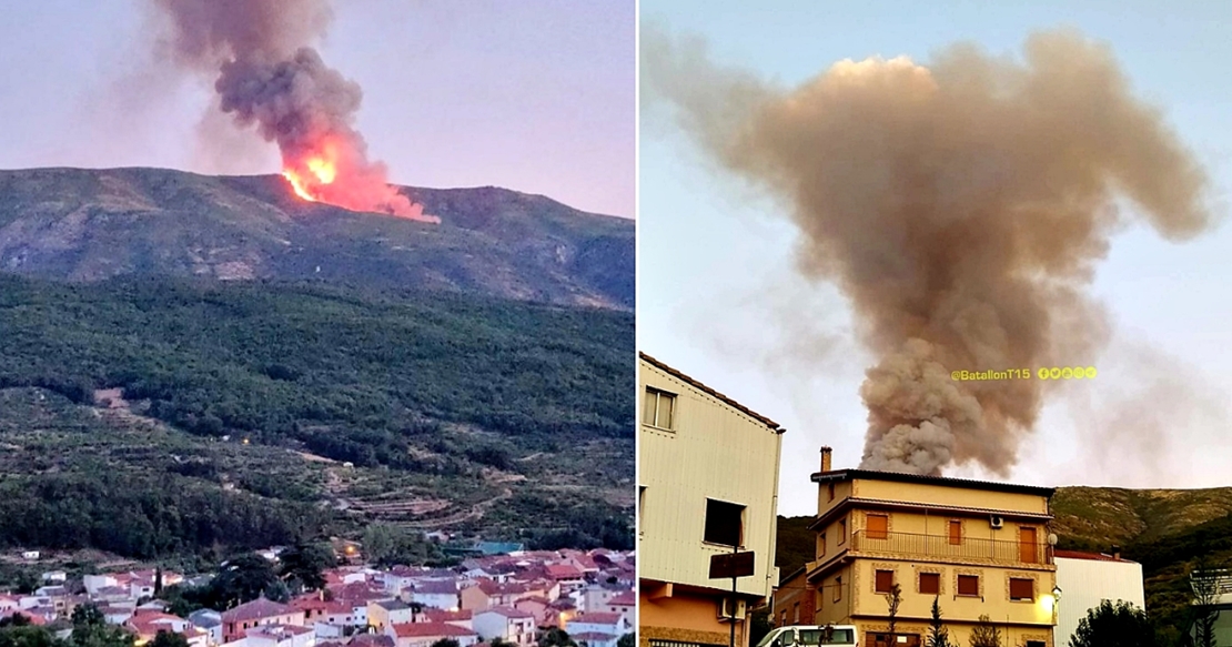 Bomberos forestales luchan contra un grave incendio en el Valle del Jerte