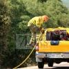 Bomberos Forestales intentan controlar un incendio en la Sierra Amador (Oliva de Mérida)