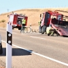 Un incendio en grúa y dos salidas de vía provocan tres heridos