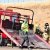 Un incendio en grúa y dos salidas de vía provocan tres heridos