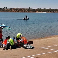 Realizan un simulacro de Emergencias en el pantano de Orellana