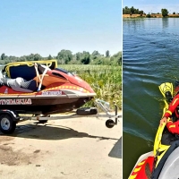 Bomberos de Badajoz realizan prácticas subacuaticas con la nueva moto de agua de salvamento