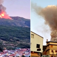 Bomberos forestales luchan contra un grave incendio en el Valle del Jerte