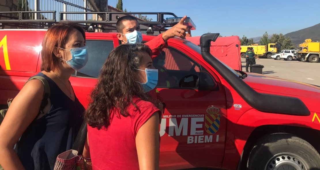 De Miguel y Rodríguez (UpE) visitan el puesto de mando del incendio de La Vera