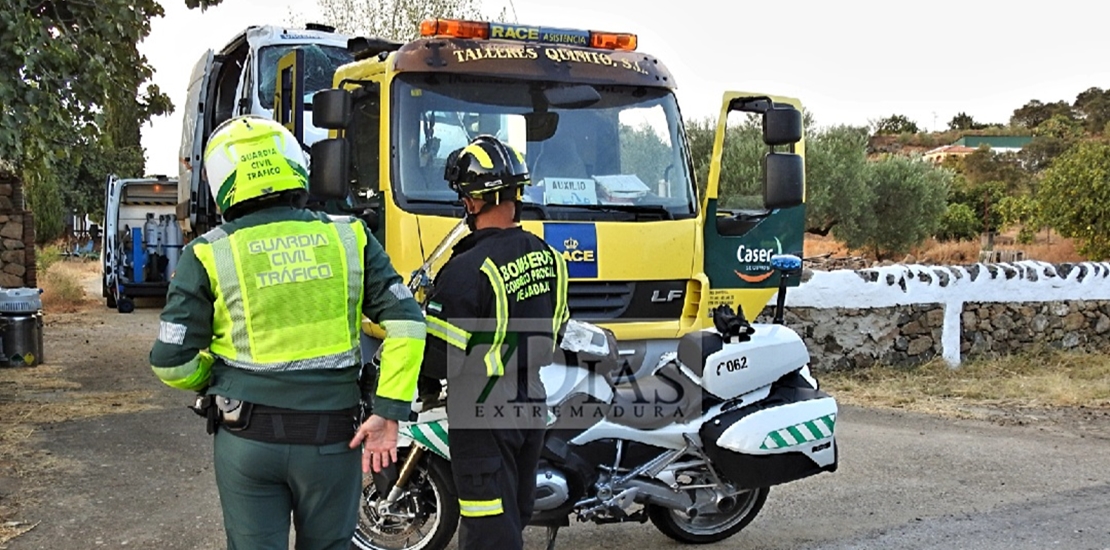 Accidente y vuelco cerca de Barcarrota (Badajoz)