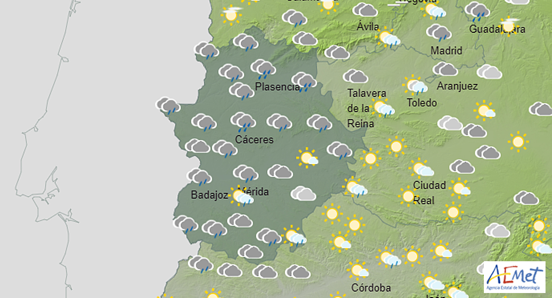 Las tormentas y lluvias ponen en alerta a varias zonas de Extremadura este viernes
