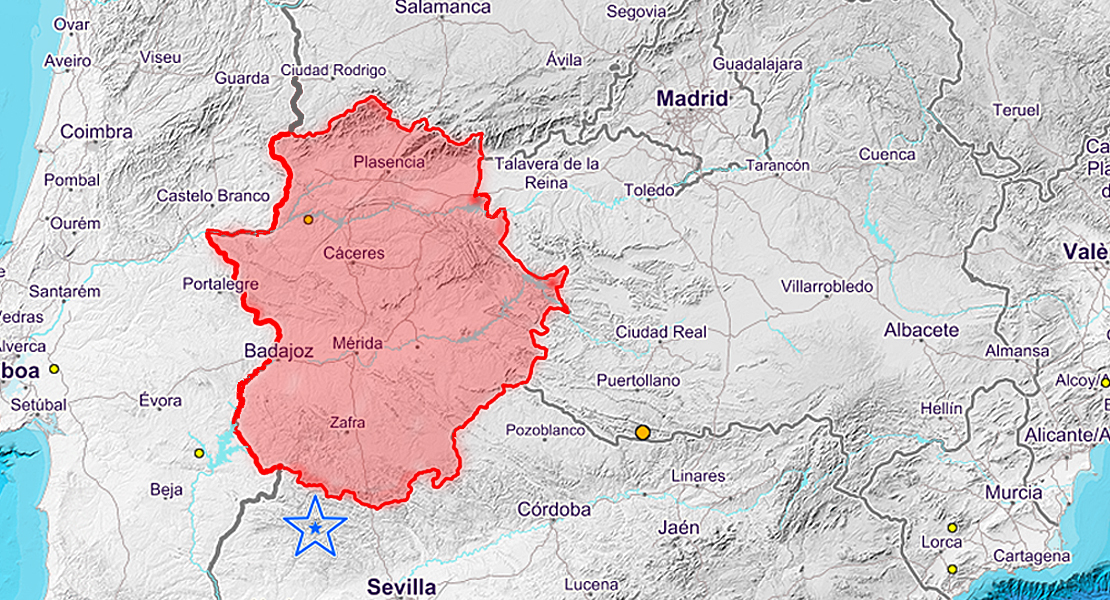 Registrado un terremoto en la provincia de Cáceres