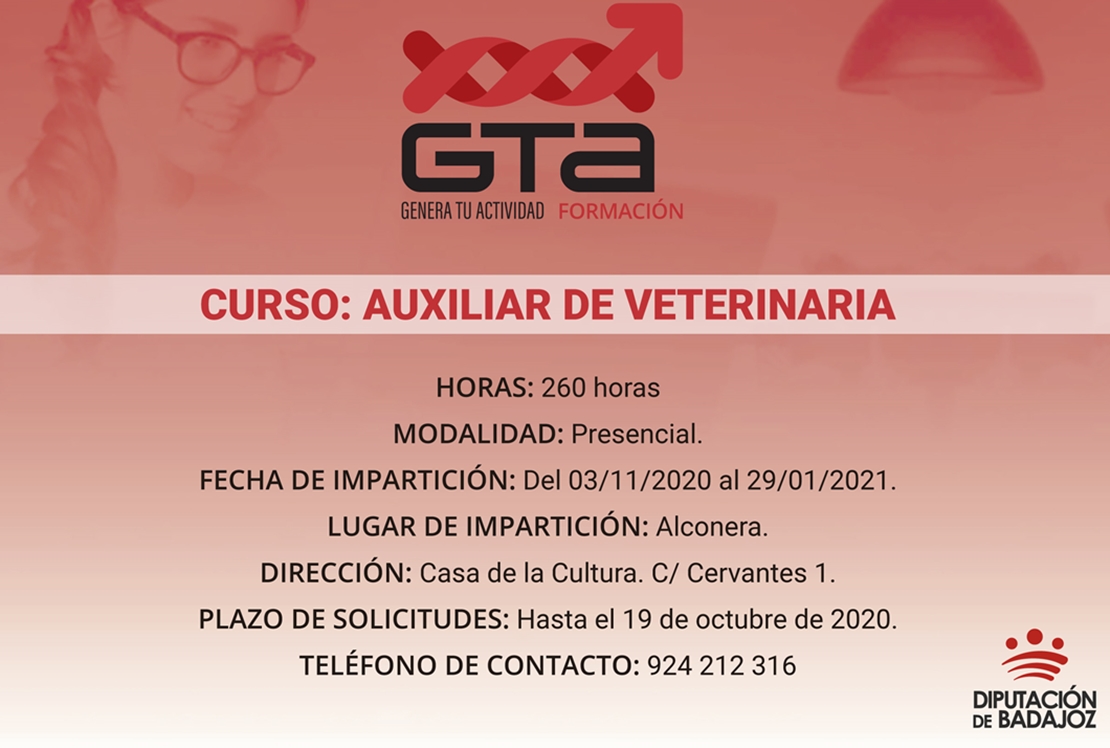 La Diputación de Badajoz organiza un curso de Auxiliar de Veterinaria