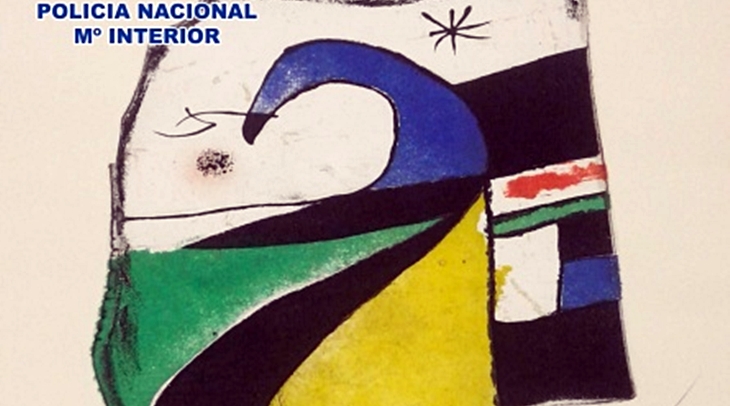 La Policía Nacional localiza una obra desaparecida de Joan Miró cuando iba a ser subastada