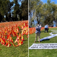 Colocan 53.000 banderas de España en Madrid para exigir "justicia" por las víctimas del covid
