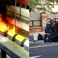 Accidente y quema de punto limpio en la ciudad de Plasencia