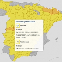 Gran parte de Extremadura en alerta amarilla por lluvias y tormentas con granizo