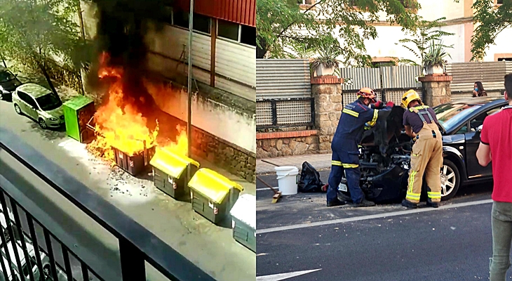 Accidente y quema de punto limpio en la ciudad de Plasencia