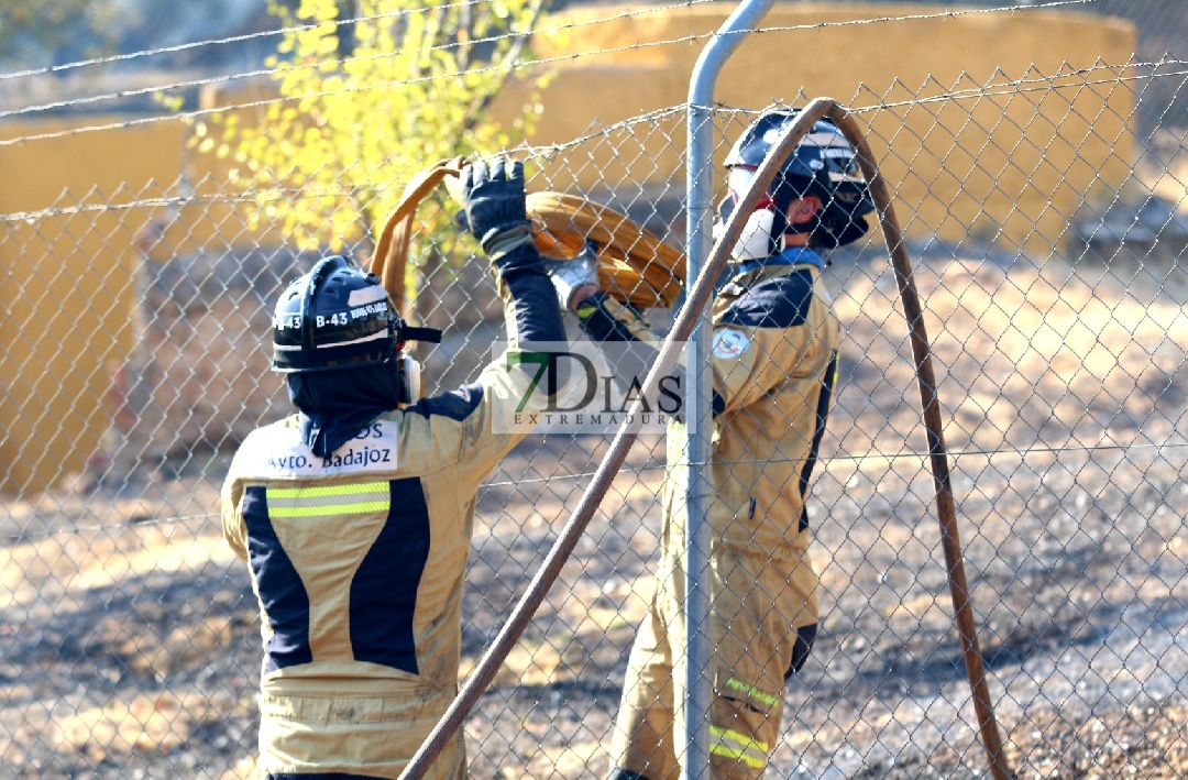 Un incendio afecta a varias parcelas en la Urbanización Las Rozas (Badajoz)