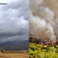 Un helicóptero del Infoex se incorpora a los trabajos para recuperar el Jerte y la Vera