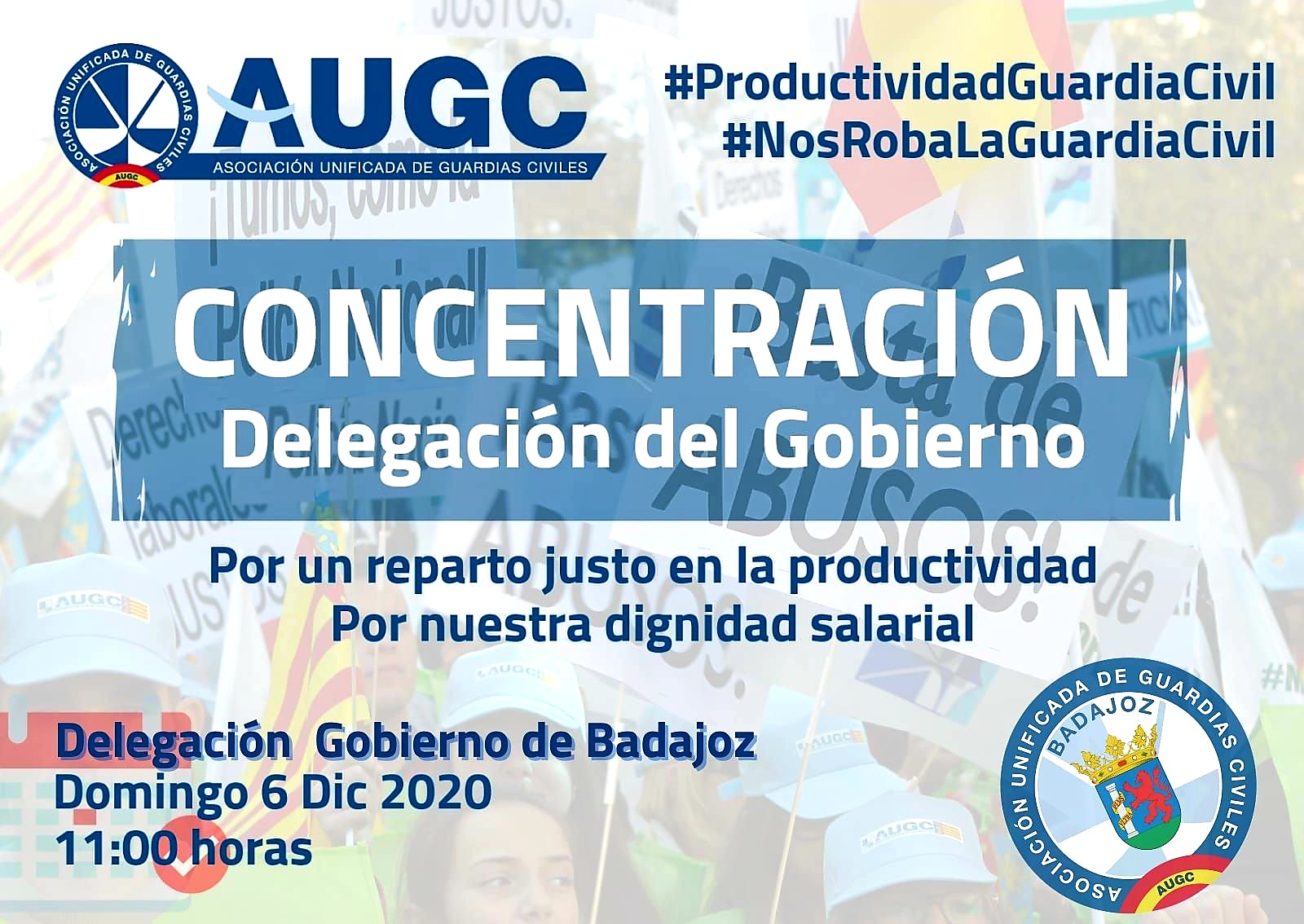 Convocatoria de manifestación de AUGC frente a Delegación del Gobierno