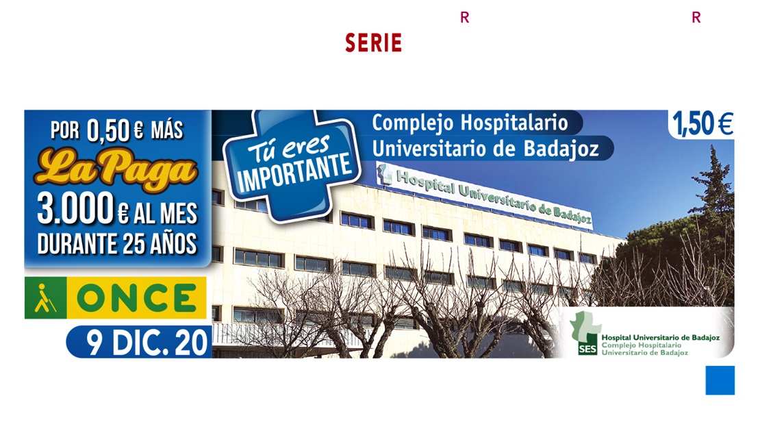 El Hospital Universitario de Badajoz protagoniza el cupón de la ONCE