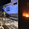 Los Bomberos sofocan el incendio de un coche en Alburquerque