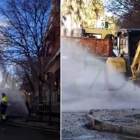 Una gran columna de agua sorprende a los pacenses en la avenida María Auxiliadora (Badajoz)