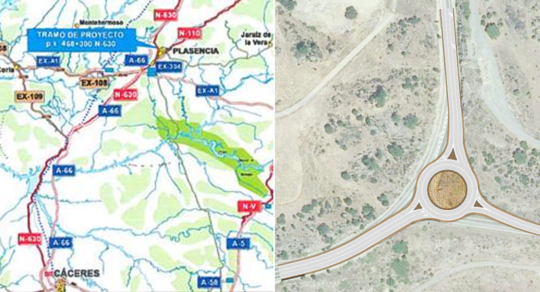 Licitan las obras de construcción de una glorieta en la carretera N-630 en Plasencia