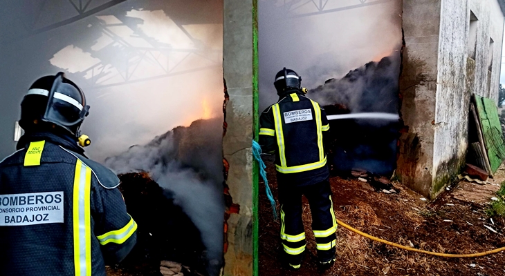 Cede el techo de una nave de Olivenza tras declararse un incendio