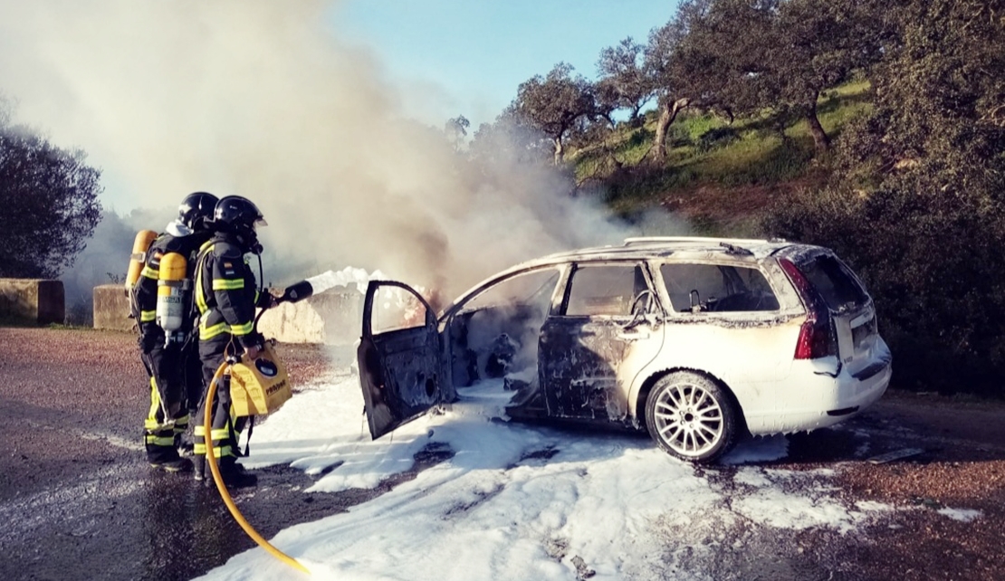 Sale ardiendo un vehículo en la N-432
