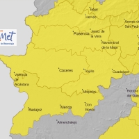 Activada la alerta por lluvia y viento en gran parte de Extremadura