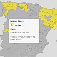 Mantienen la alerta amarilla por lluvias y viento en el norte extremeño