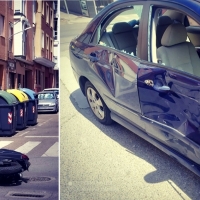 Colisión coche/moto en María Auxiliadora (Badajoz)