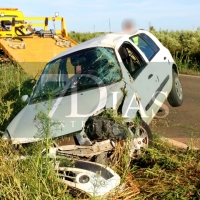 Accidente y vuelco en la EX-209