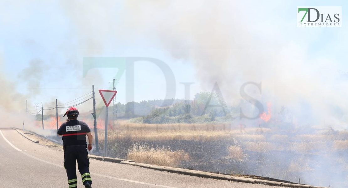 REPOR - Imágenes del incendio declarado nivel 1 de peligrosidad a la salida Badajoz