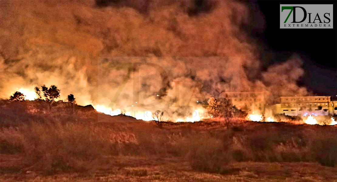 Los Bomberos del SEPEI actúan en un incendio cercano a viviendas en Plasencia