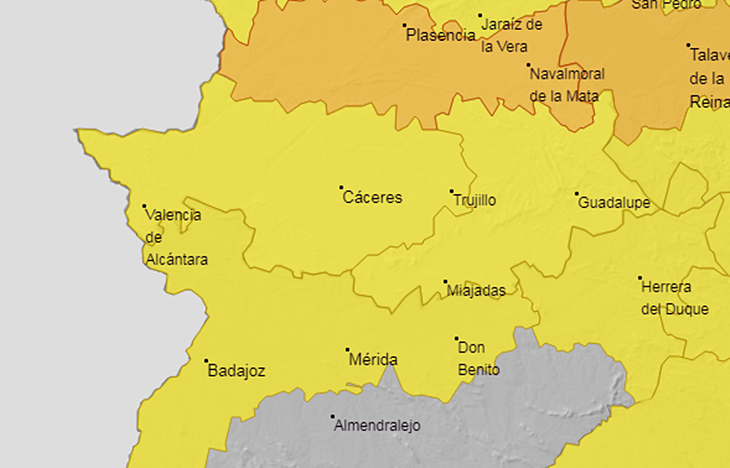 Parte de Extremadura continúa en alerta naranja este lunes