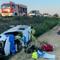 Dos heridos, uno de ellos grave, tras una fuerte colisión en la provincia de Badajoz