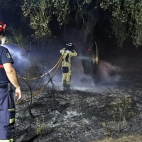 Los Bomberos de Badajoz se emplean a fondo para extinguir un incendio cercano al EcoParque