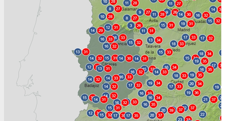 Bajada de temperaturas para el fin de semana en Extremadura