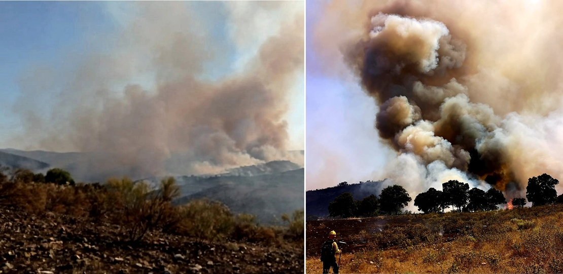 Dificultades para controlar el incendio forestal de la provincia de Cáceres