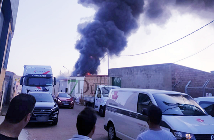 Calcinación de una nave tras un incendio en Solana de Los Barros (BA)