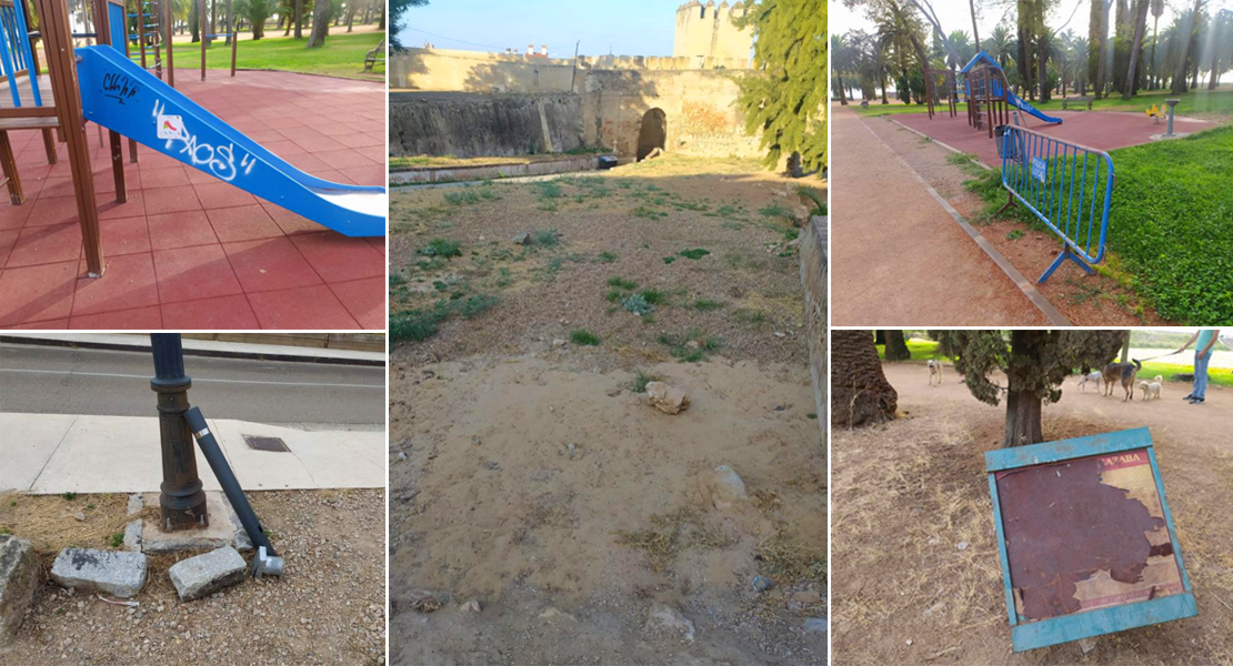 El abandono de la Alcazaba en imágenes: vallas, pintadas, socavones...