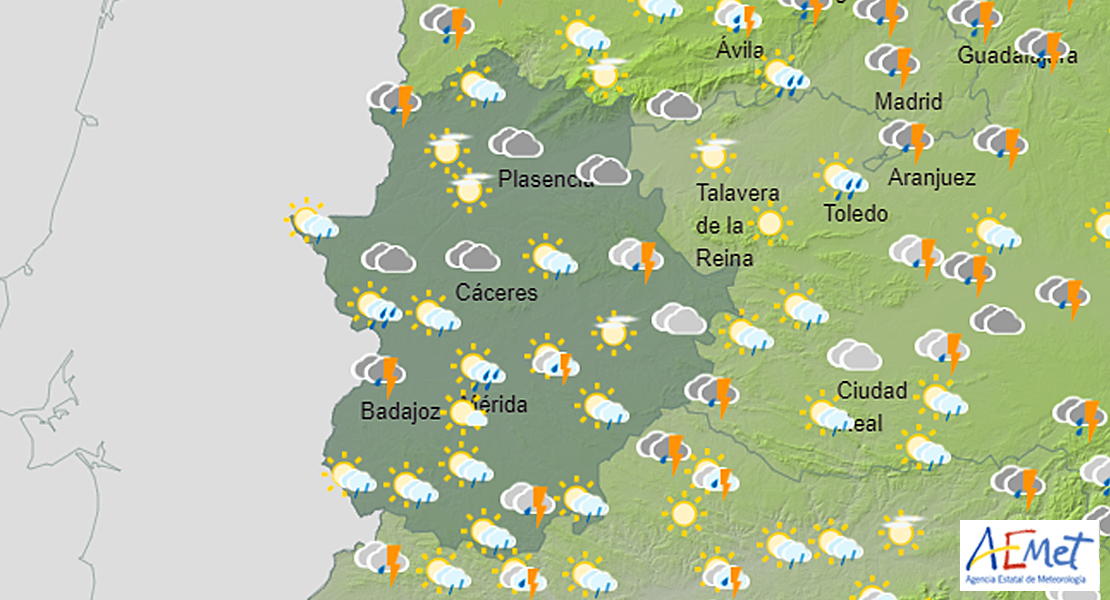 Este miércoles podrían caer 15 litros por m² en Extremadura y no se descartan granizos