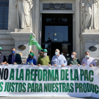 Los agricultores extremeños toman las puertas del ministerio de Agricultura en defensa del campo