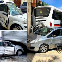Impactante accidente en Mérida con un autobús y varios vehículos más implicados