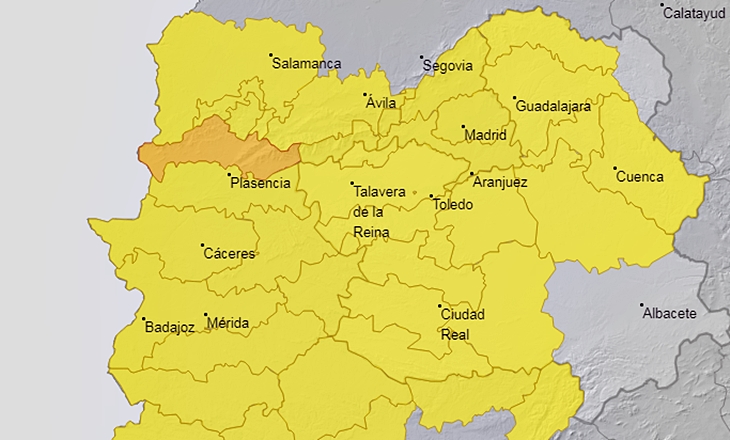 112: Sierra de Gata, Hurdes, Jerte y La Vera en alerta naranja