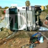 Accidente y vuelco en la autovía A.5 (Badajoz)