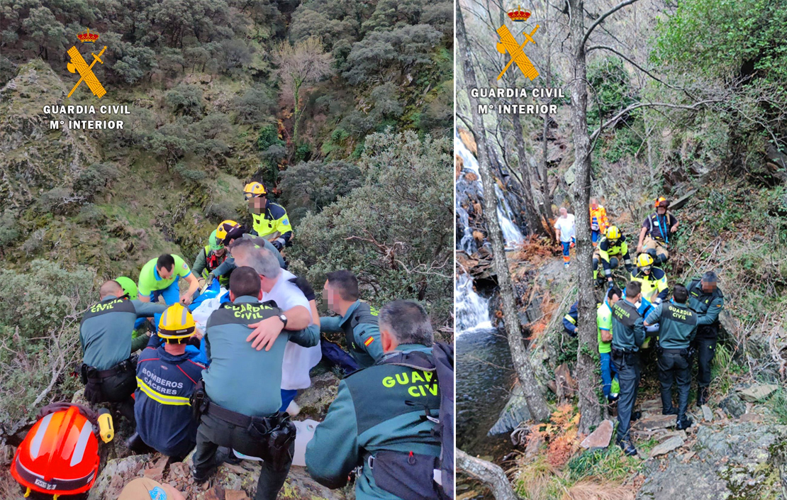 Así ha sido el complicado rescate del senderista accidentado en Cáceres