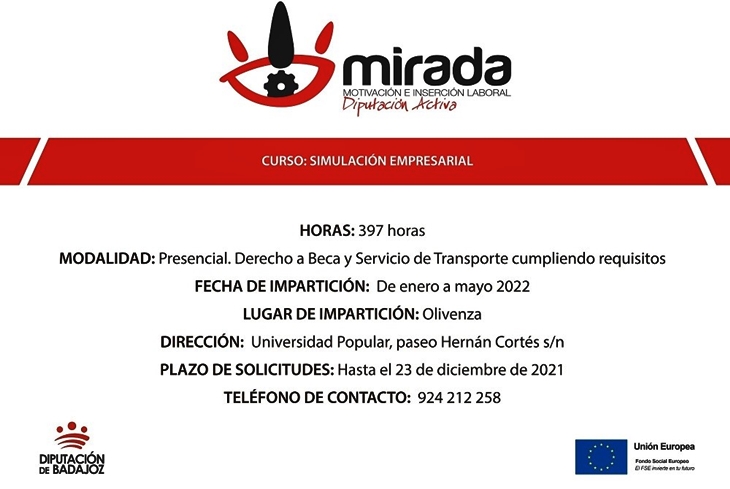 La Diputación de Badajoz impulsa una acción formativa de “Simulación empresarial” en Olivenza