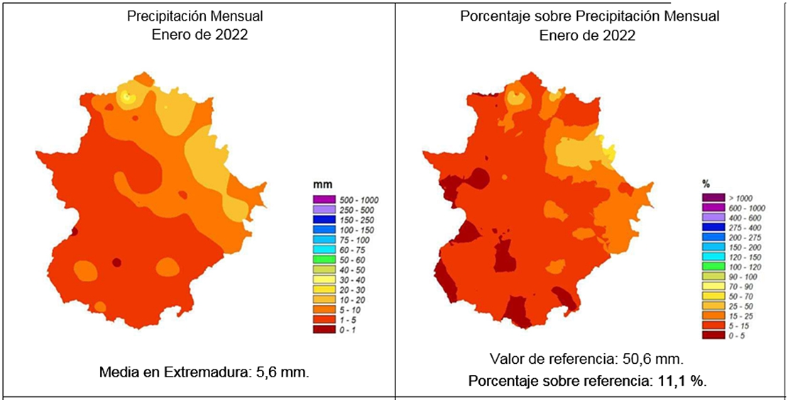 AEMET: Balance del mes de enero en Extremadura