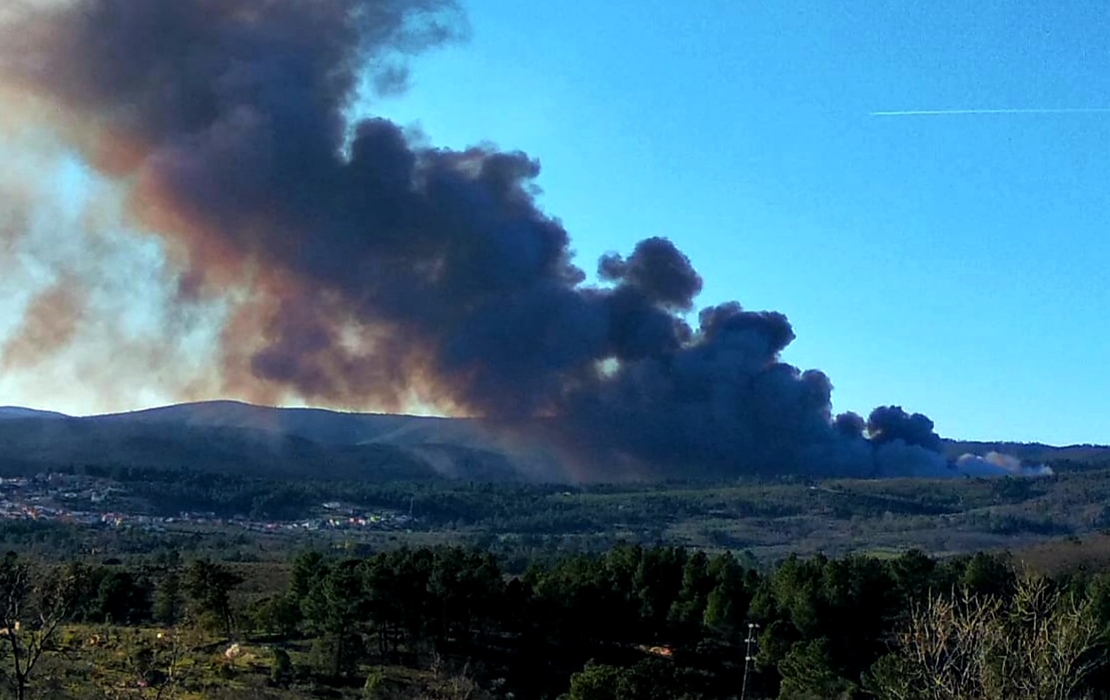 Un incendio forestal preocupa a los vecinos de Valverde del Fresno (Cáceres)
