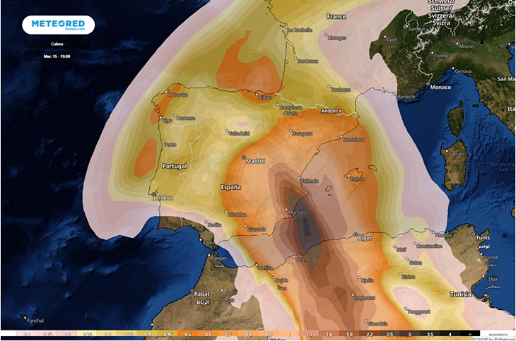 La calima convierte hoy a España en el país más contaminado del mundo